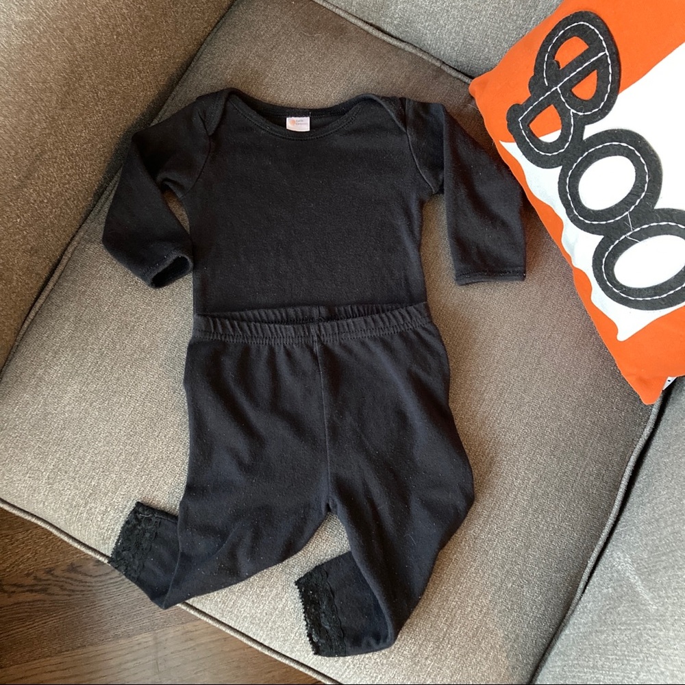Black long sleeve bodysuit & leggings set